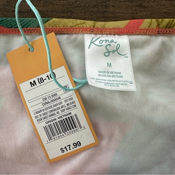 NWT Kona Sol Medium 8-10 Coral Floral Print Bikini Set Halter Swimsuit Swim New - Picture 6 of 7